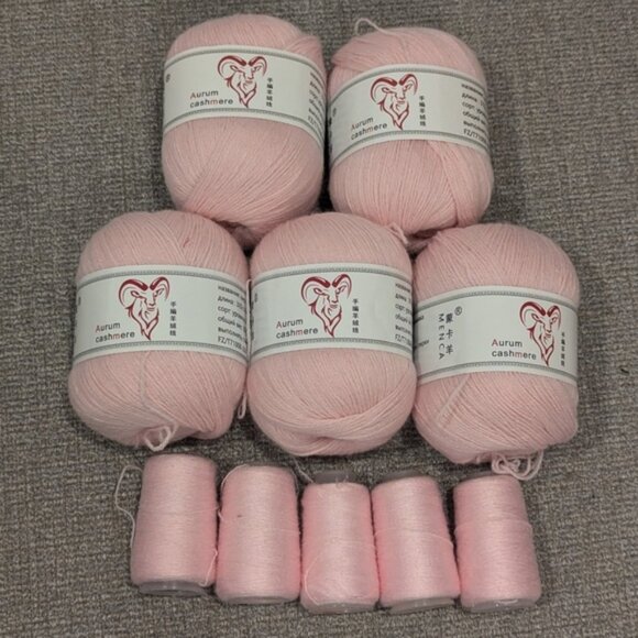 Mence Aurum Cashmere Yarn for hand knitting  Craft Pink, 5 pc set - Picture 1 of 2